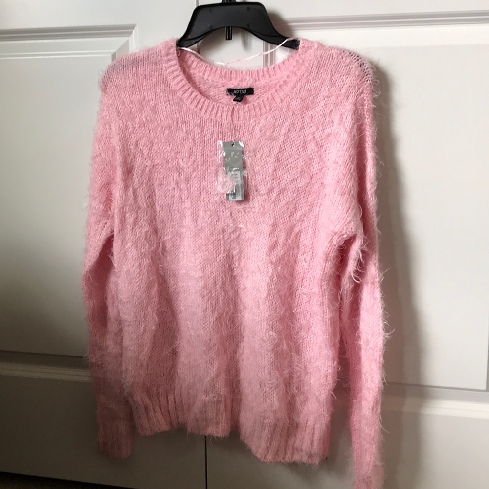 Apt. 9 Lurex Plush Pullover - Pink - M